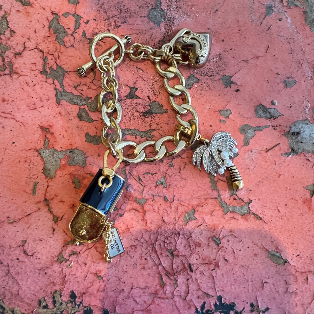Juicy Couture‎ Charm Bracelet Love Letter Mailbox & Palm Tree & Teddy Bear